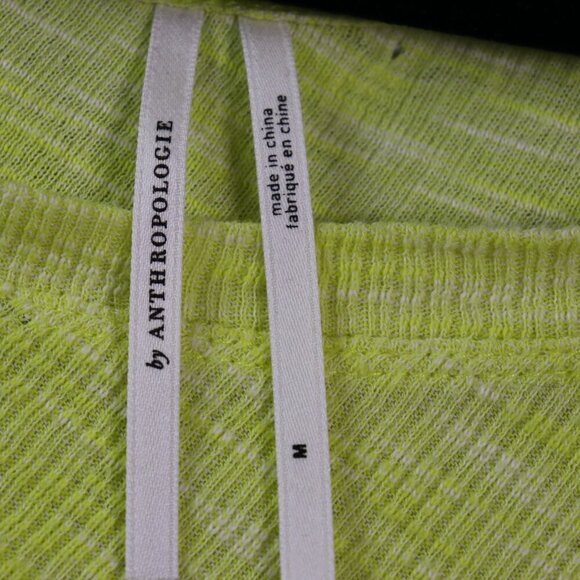 Anthropologie Waffle Knit Long Sleeve Top Drop Shoulder Asymmetrical Hem Tee M - Picture 2 of 12